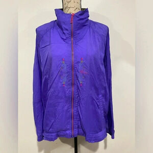 PUMA Windbreaker Jacket Purple Size Large Vintage 90s Womens